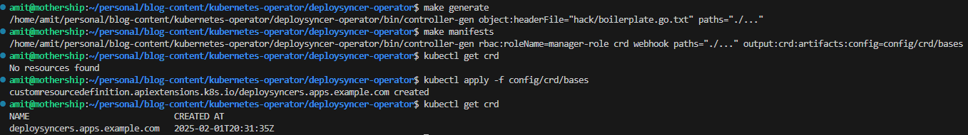 generate and install crd