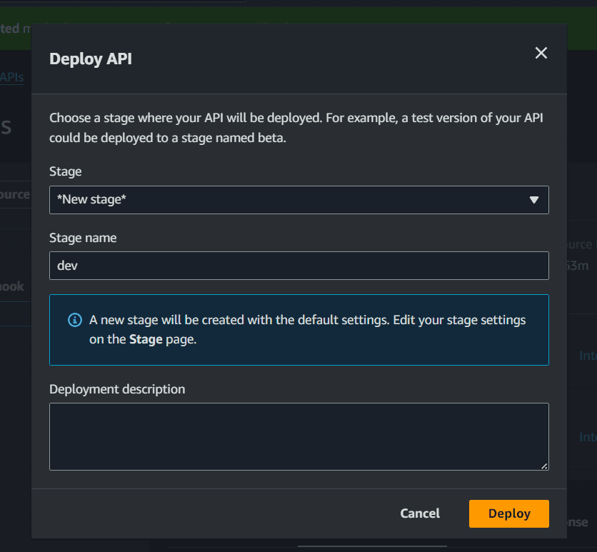api gateway deploy dialog