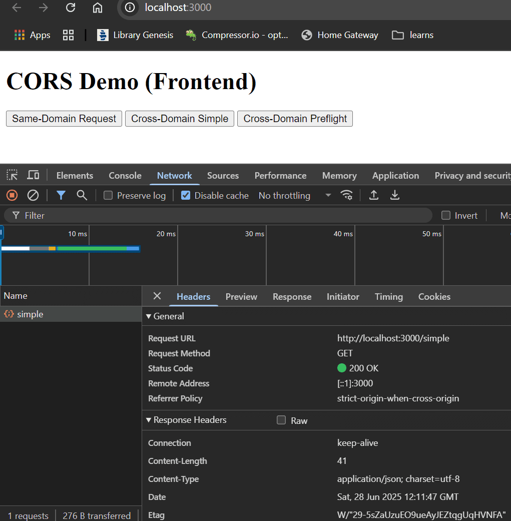 simple CORS request