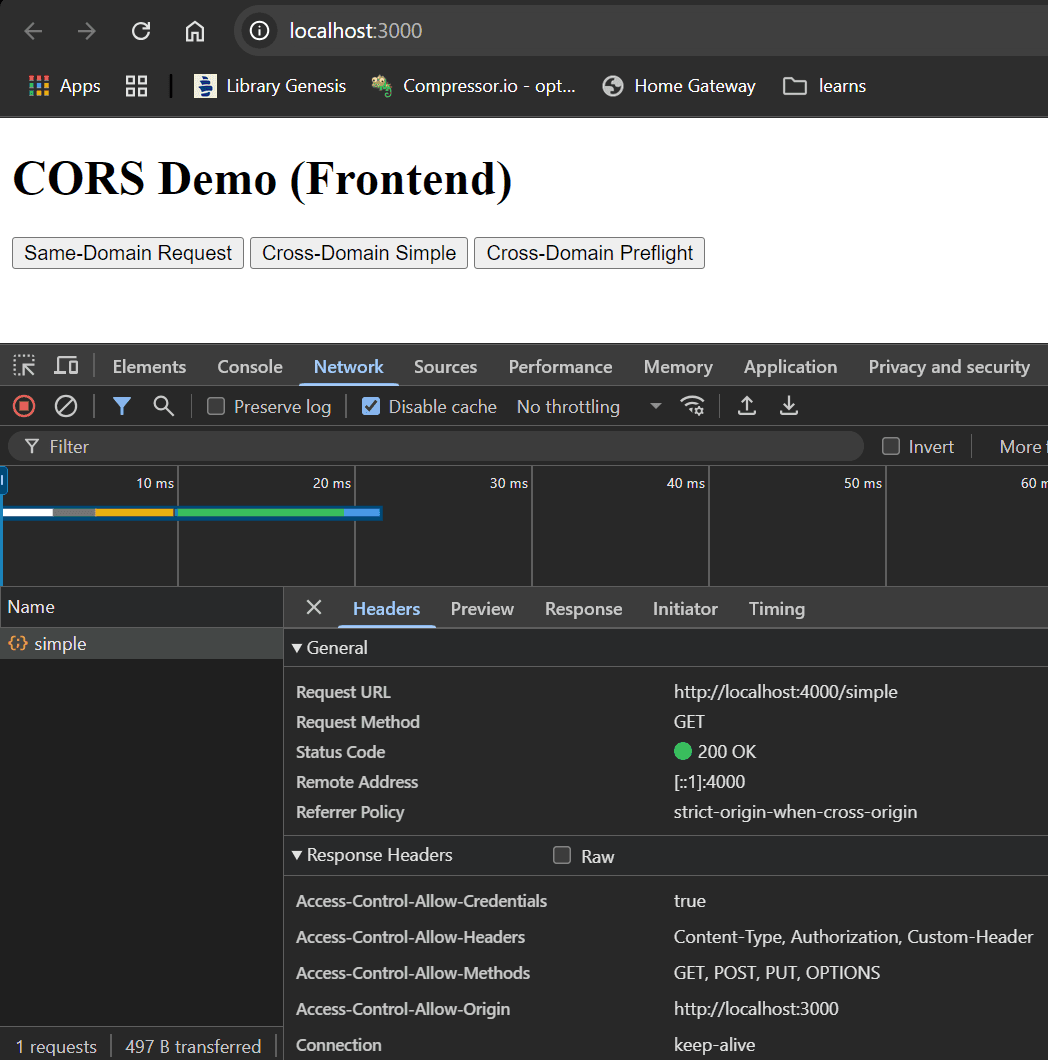 simple CORS request