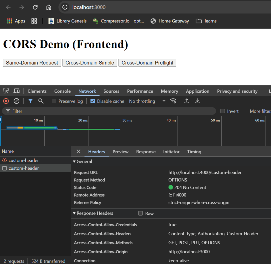 simple CORS request