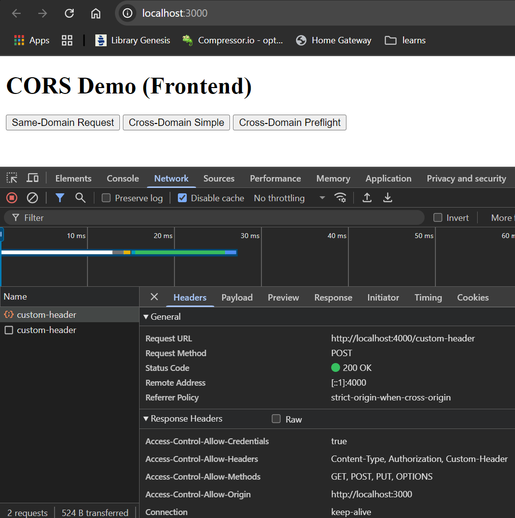 simple CORS request